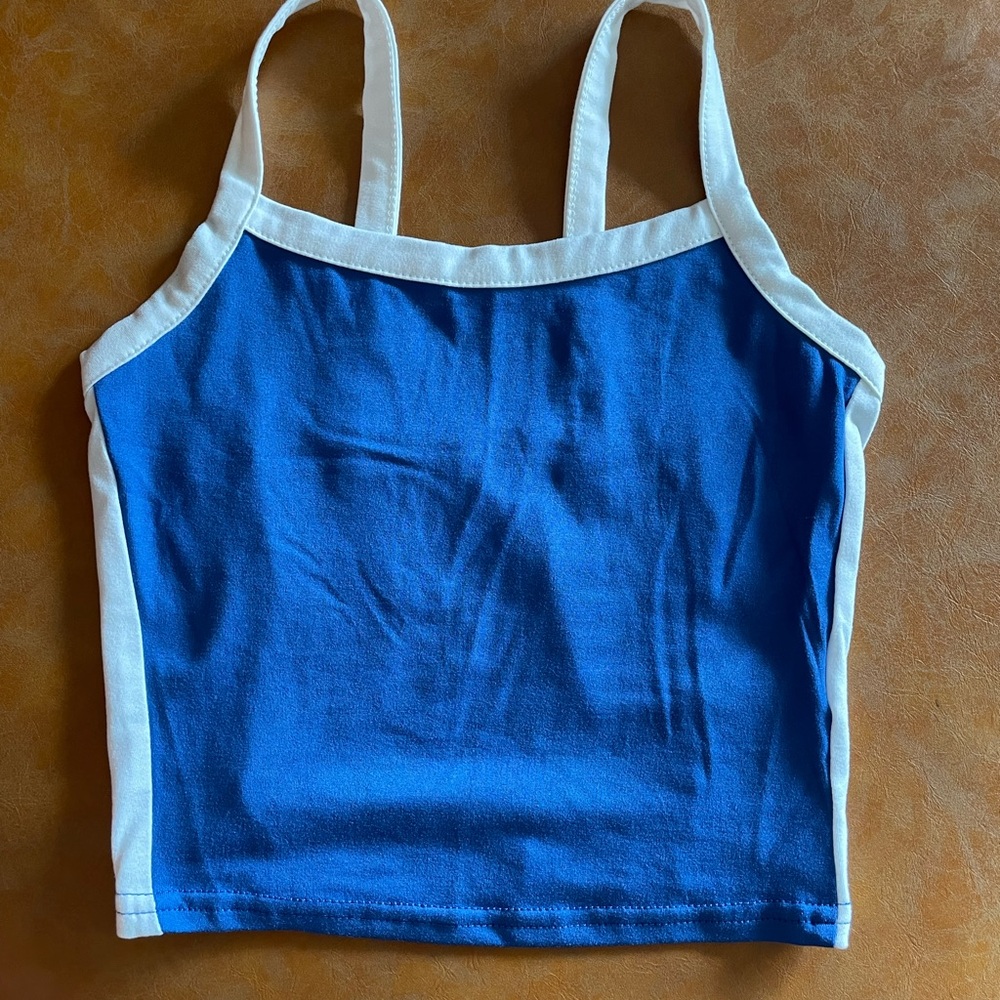Blue and White Women's Tank Top